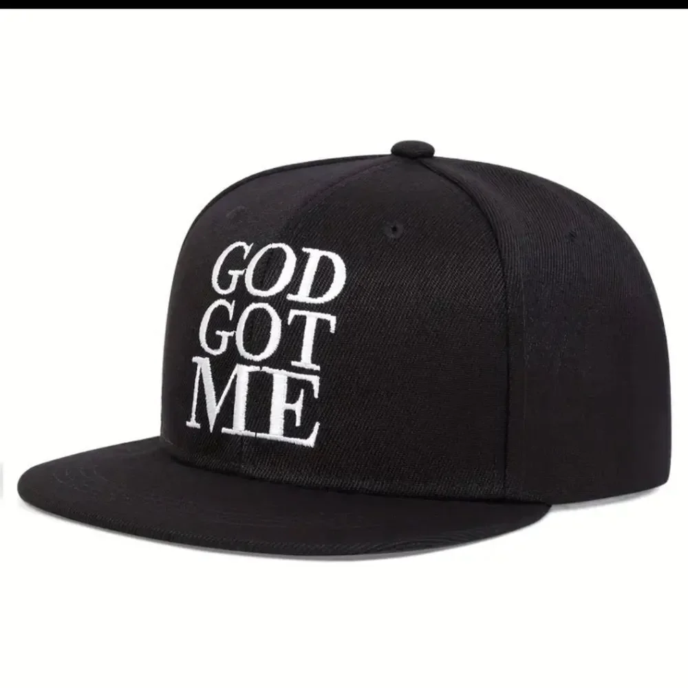 GOD GOT ME Men's Embroidered Hip Hop Hat - Adjustable UV Protection Casual Hat
